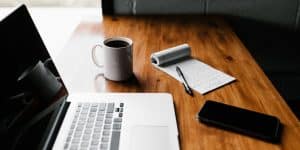 a laptop on an office table