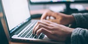 person on his laptop
